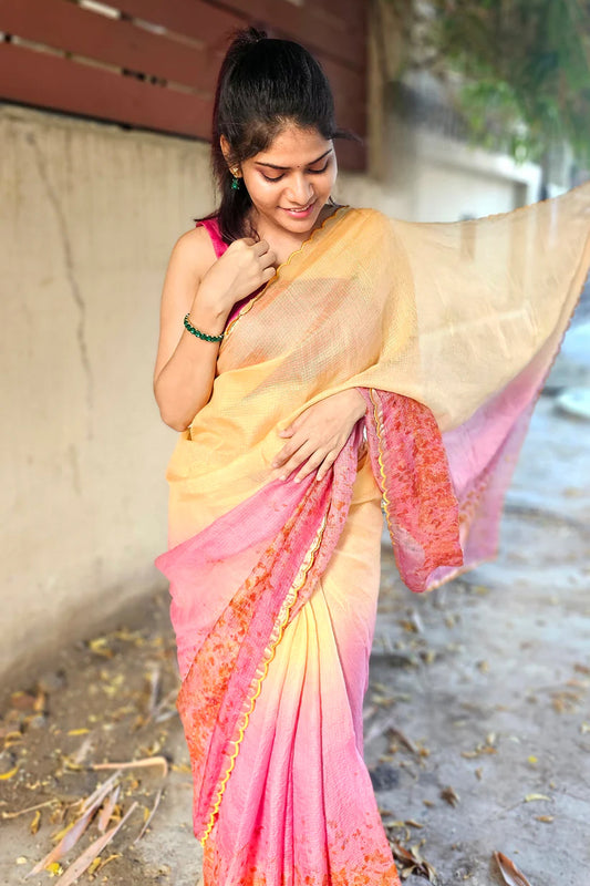 Madhuri-Ecoprinted  kota silk saree
