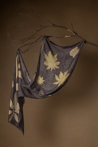 Black blossom  Habutai Silk Stole / Scarf