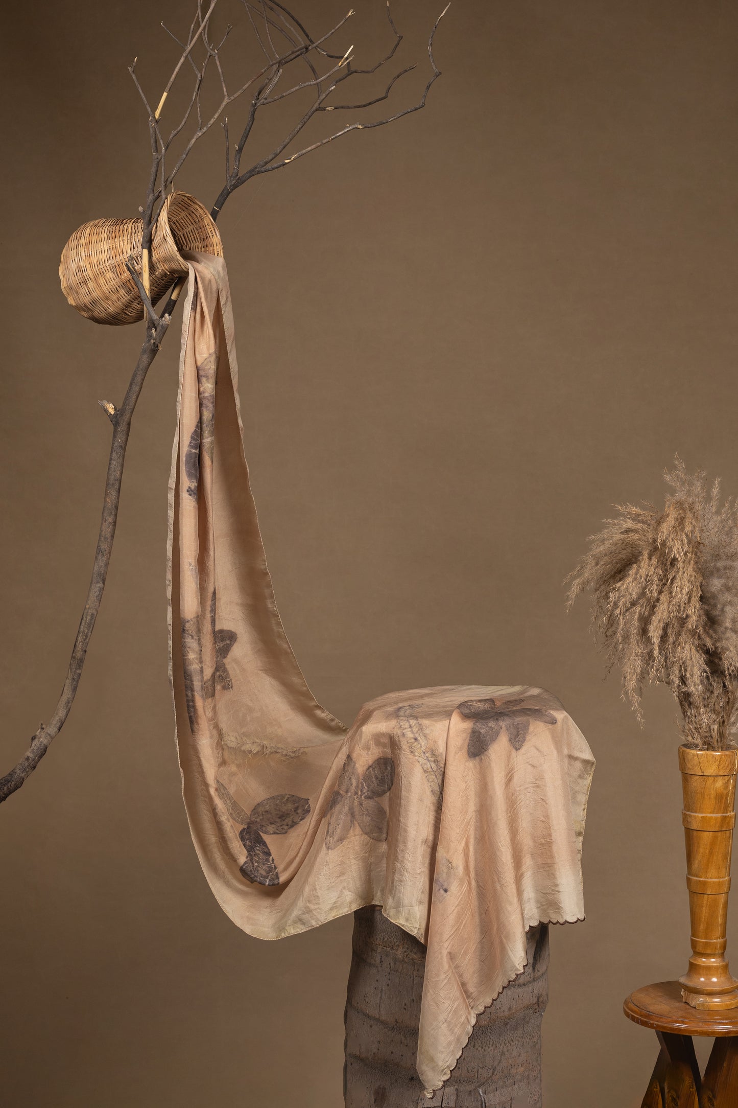 Earth Fern  Habutai Silk Stole / Scarf