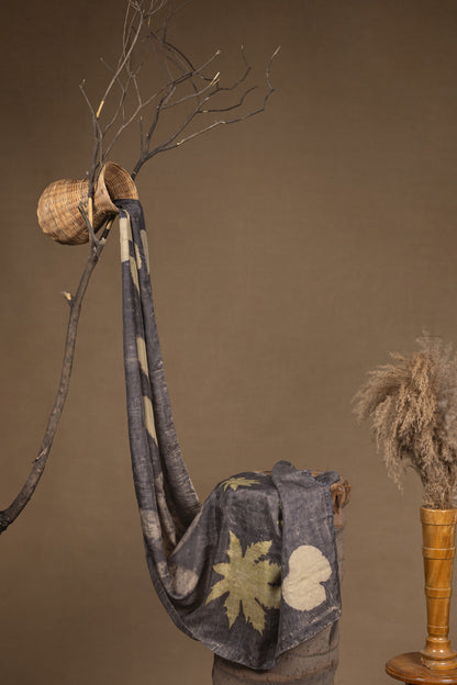 Black blossom  Habutai Silk Stole / Scarf