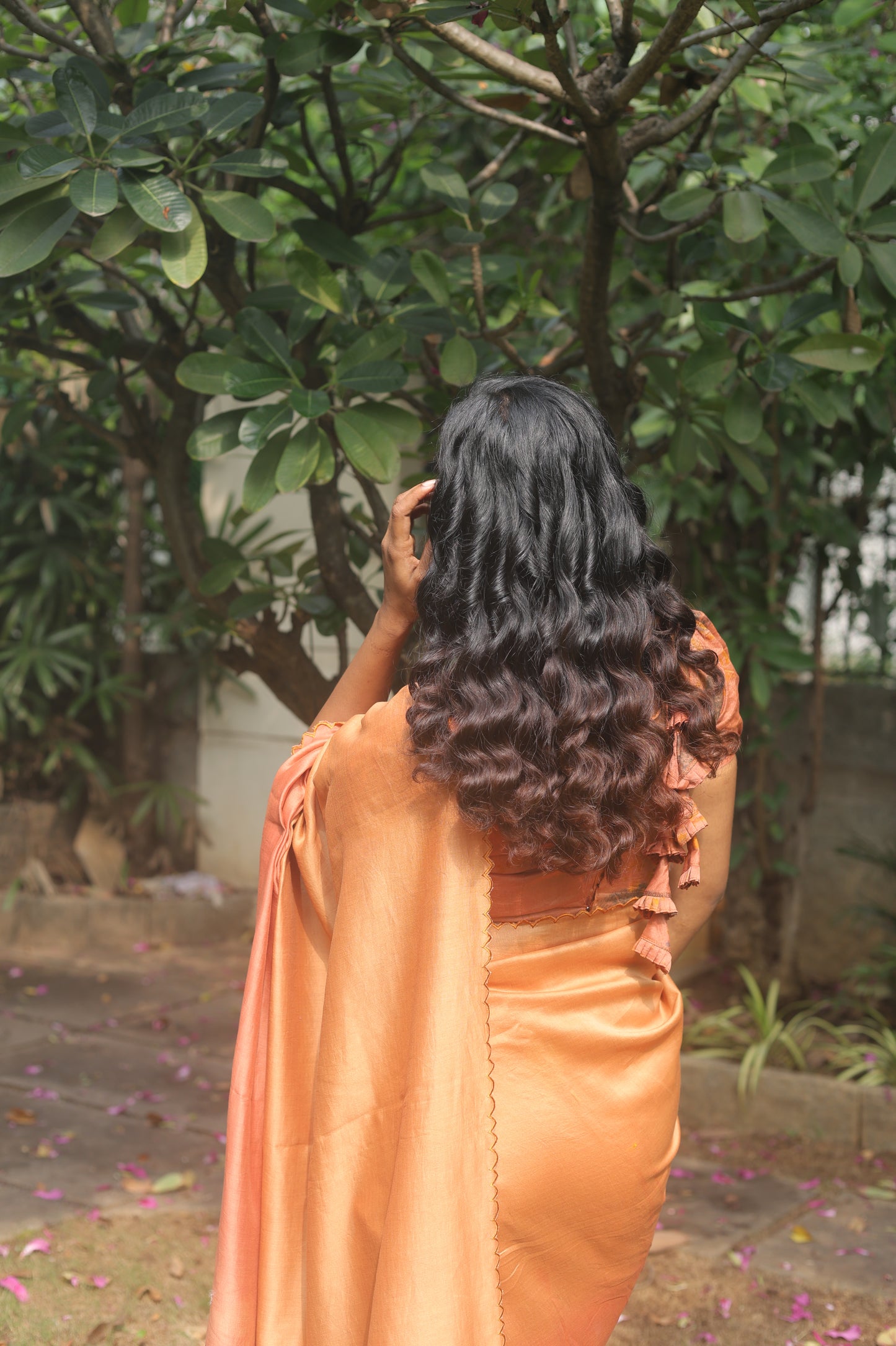 Golden Ember - Naturally Dyed Pure Handloom Chanderi Silk Saree