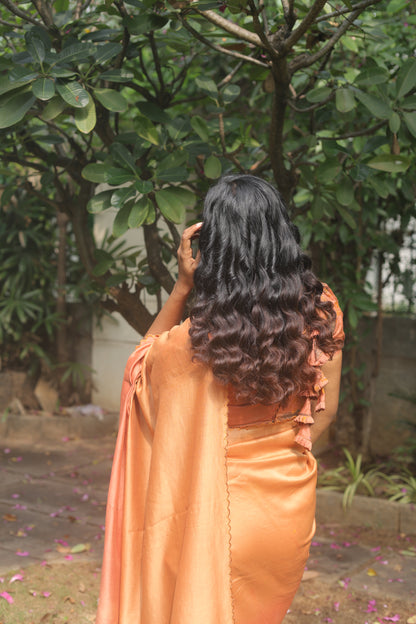 Golden Ember - Naturally Dyed Pure Handloom Chanderi Silk Saree