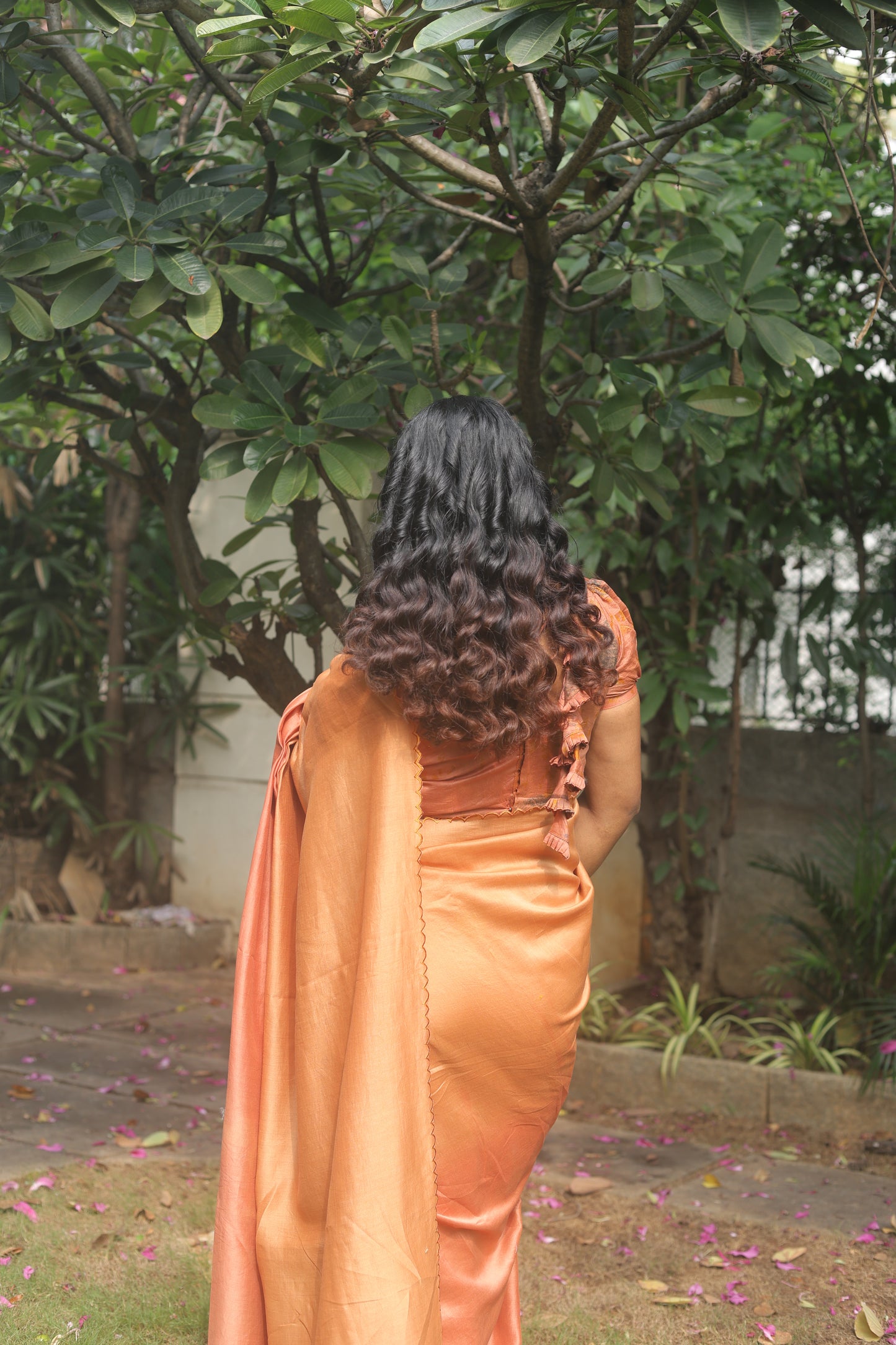 Golden Ember - Naturally Dyed Pure Handloom Chanderi Silk Saree