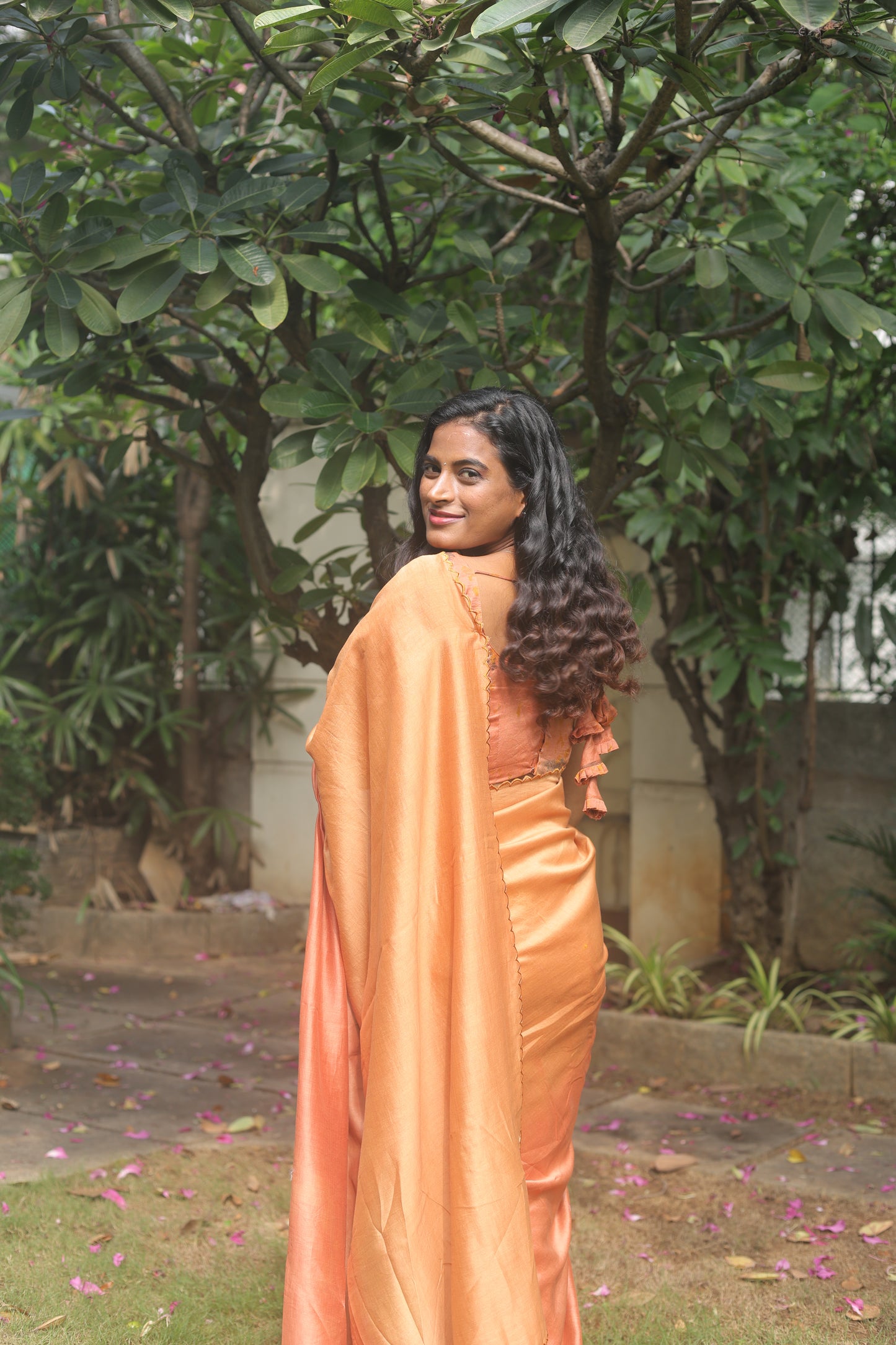 Golden Ember - Naturally Dyed Pure Handloom Chanderi Silk Saree
