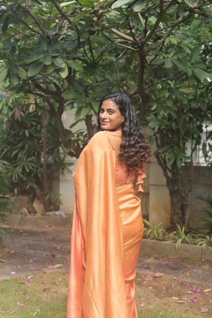 Golden Ember - Naturally Dyed Pure Handloom Chanderi Silk Saree