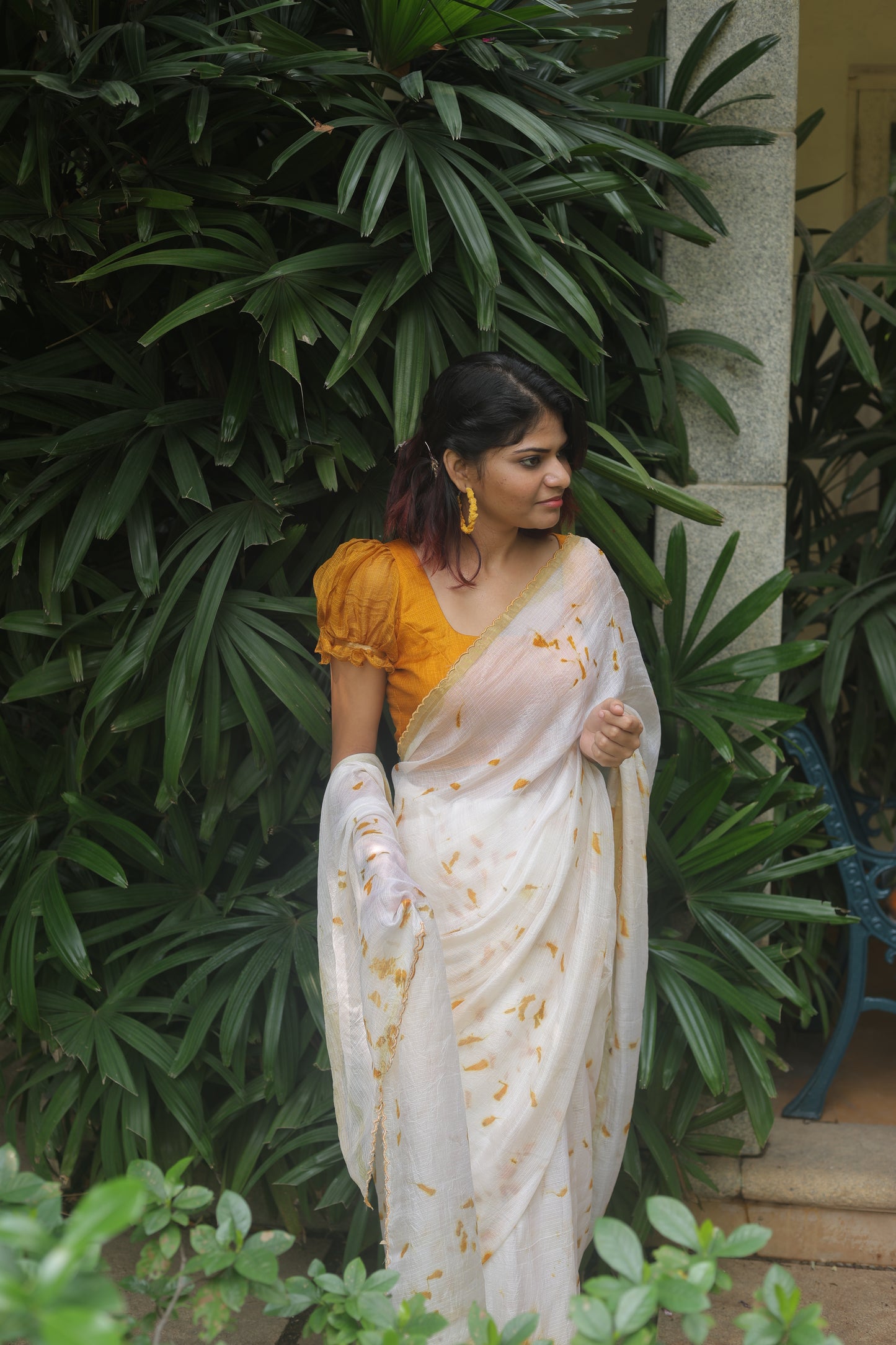 Golden Dust — Eco-Printed Pure Kota Silk Saree