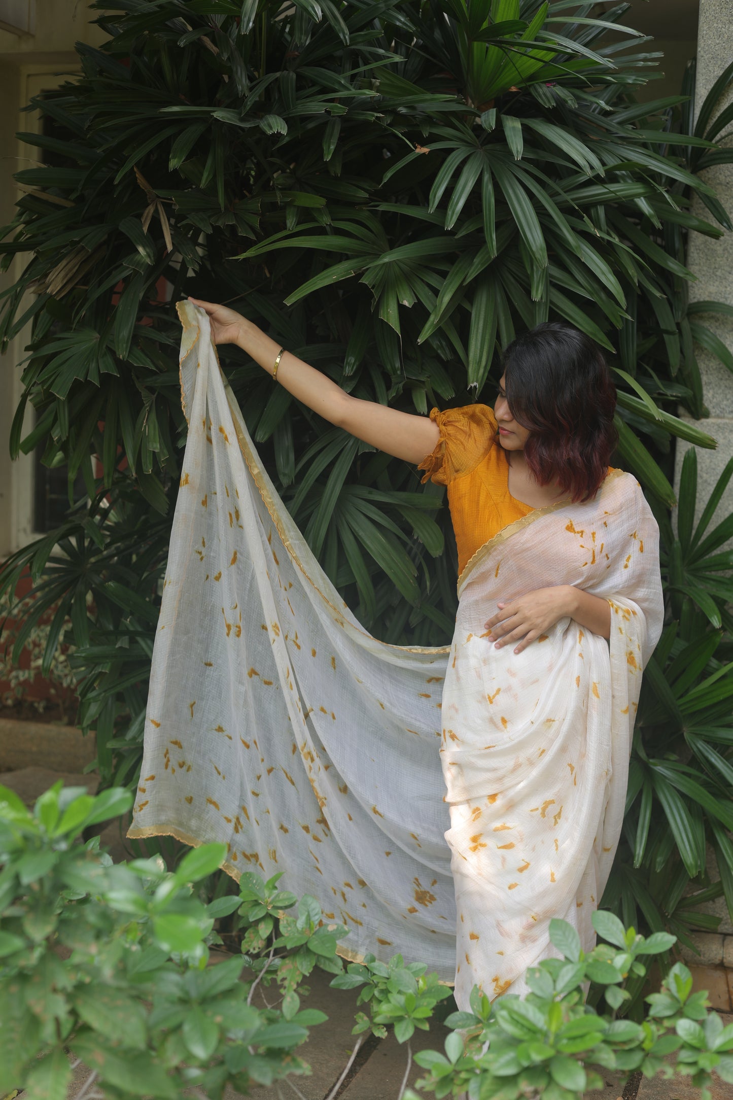 Golden Dust — Eco-Printed Pure Kota Silk Saree
