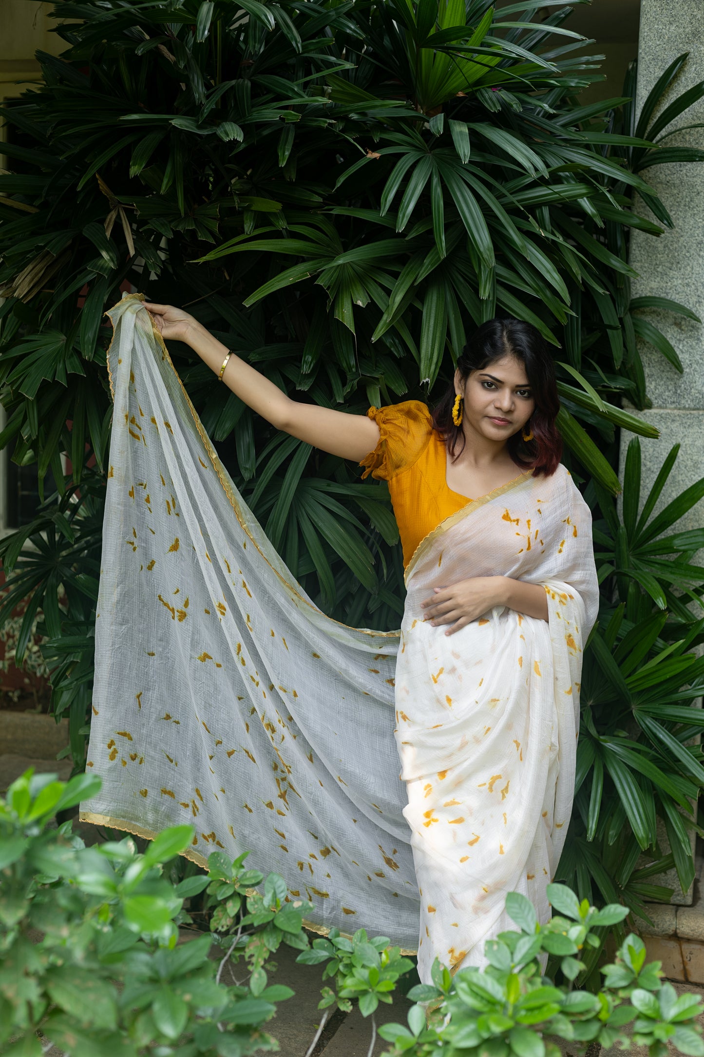 Golden Dust — Eco-Printed Pure Kota Silk Saree