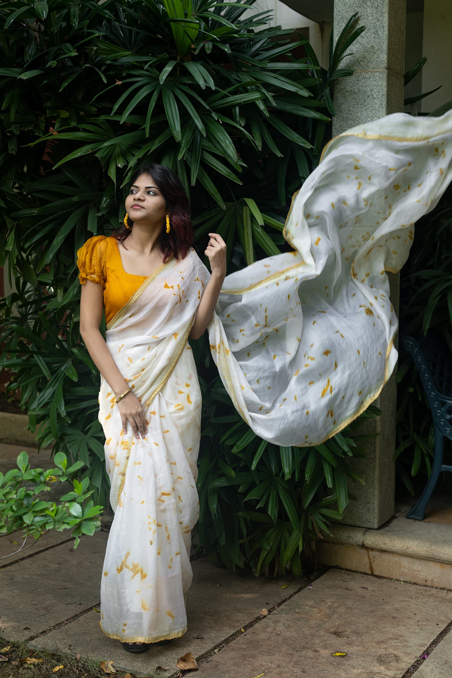 Golden Dust — Eco-Printed Pure Kota Silk Saree