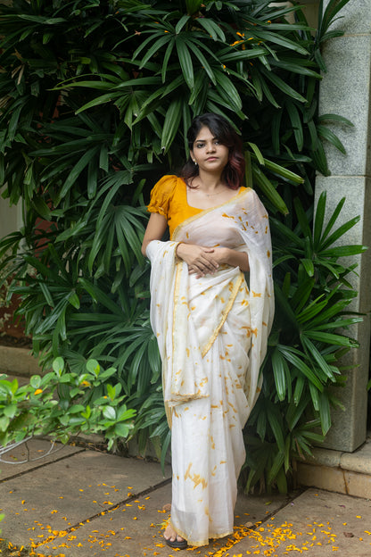 Golden Dust — Eco-Printed Pure Kota Silk Saree