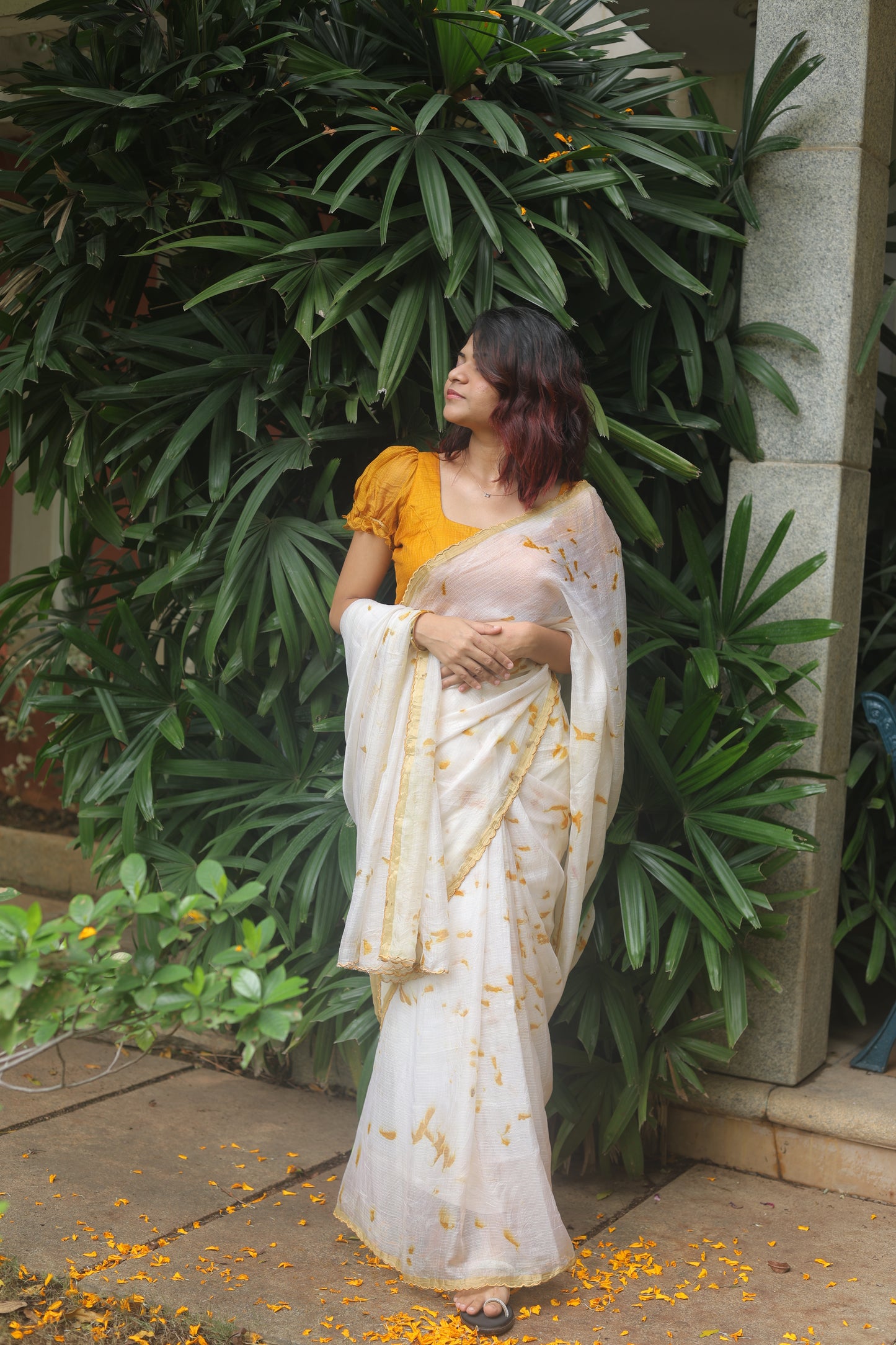 Golden Dust — Eco-Printed Pure Kota Silk Saree