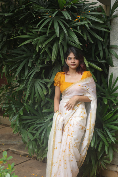 Golden Dust — Eco-Printed Pure Kota Silk Saree