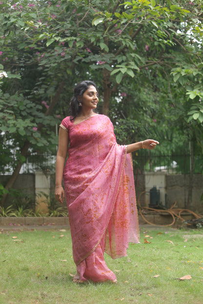 Roselle Rouge — Naturally Dyed & Eco-Printed Pure Kota Silk Saree
