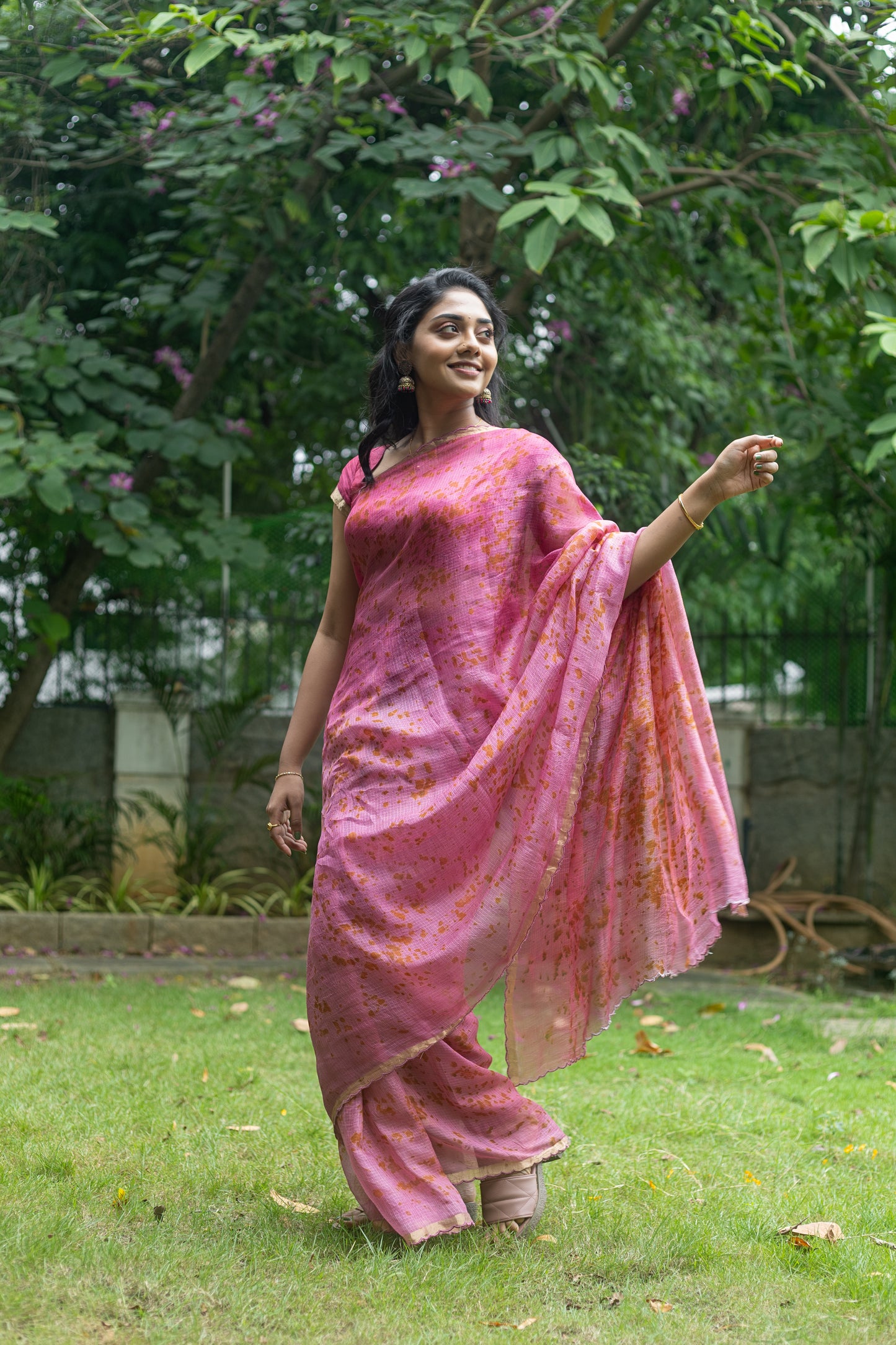 Roselle Rouge — Naturally Dyed & Eco-Printed Pure Kota Silk Saree