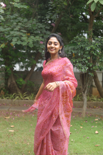 Roselle Rouge — Naturally Dyed & Eco-Printed Pure Kota Silk Saree