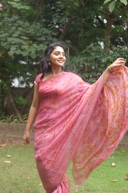 Roselle Rouge — Naturally Dyed & Eco-Printed Pure Kota Silk Saree