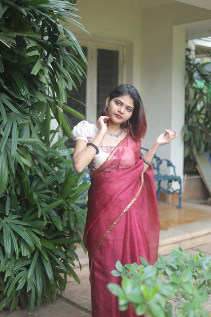 Sappan Grace — Eco-Printed Pure Kota Silk Saree