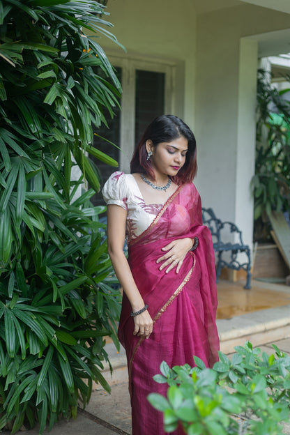 Sappan Grace — Eco-Printed Pure Kota Silk Saree