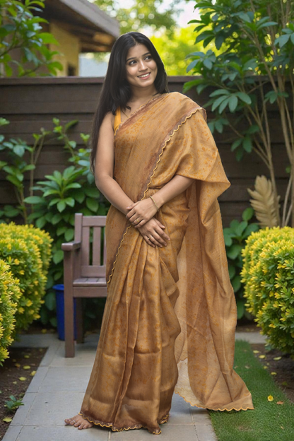 Niara - Eco-printed & naturally dyed pure kota silk saree