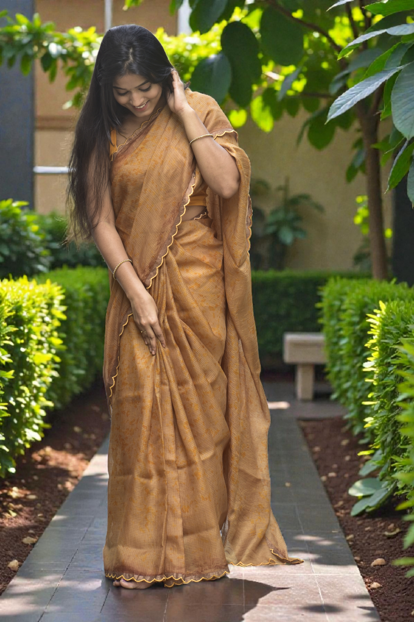 Niara - Eco-printed & naturally dyed pure kota silk saree