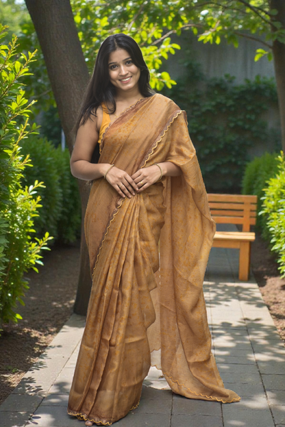 Niara - Eco-printed & naturally dyed pure kota silk saree