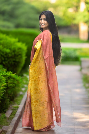 Manjari - Ecoprinted Kota Silk Saree