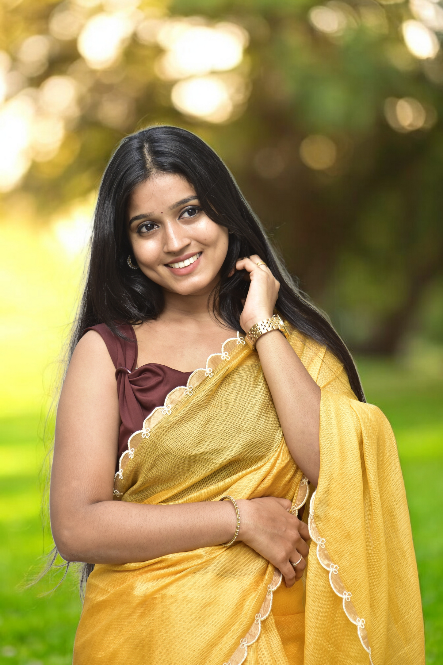 Mia - Eco-Printed Kota Silk Saree