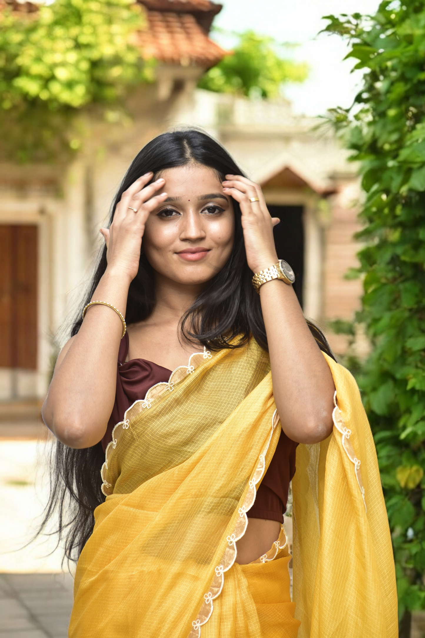 Mia - Eco-Printed Kota Silk Saree