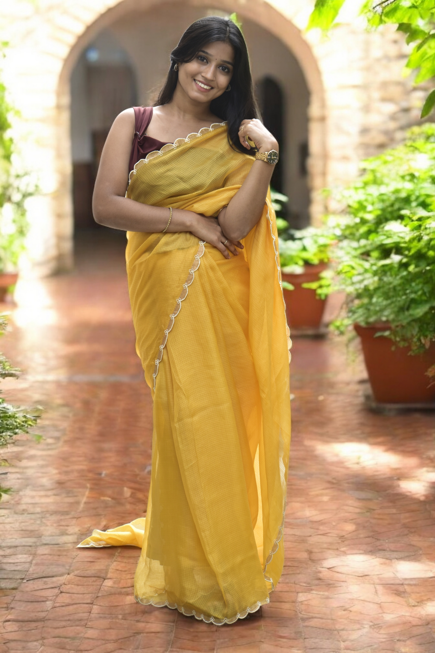 Mia - Eco-Printed Kota Silk Saree