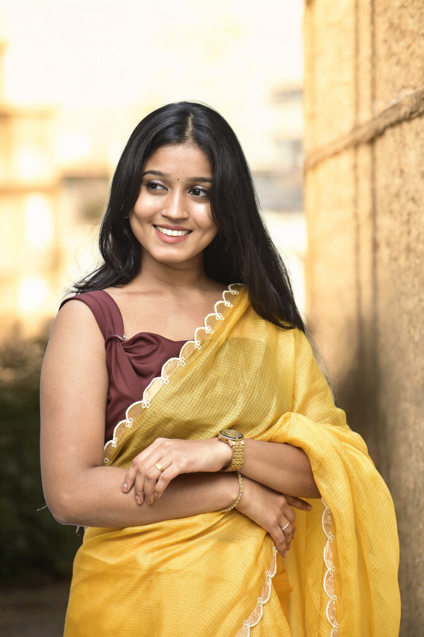 Mia - Eco-Printed Kota Silk Saree