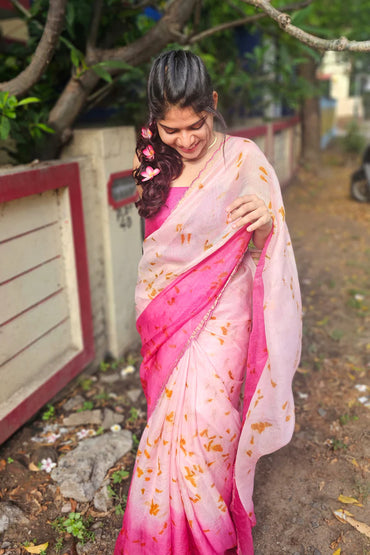 Rose Aura -Ecoprinted  Kota Silk Saree