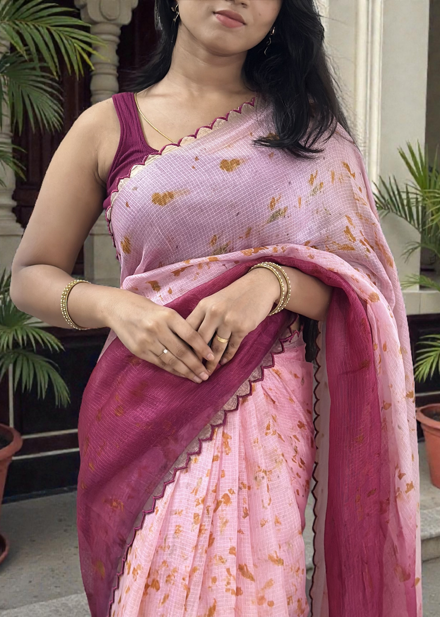 Rose after Glow - Eco-printed & naturally dyed pure kota silk saree