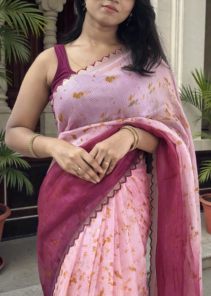 Rose after Glow - Eco-printed & naturally dyed pure kota silk saree