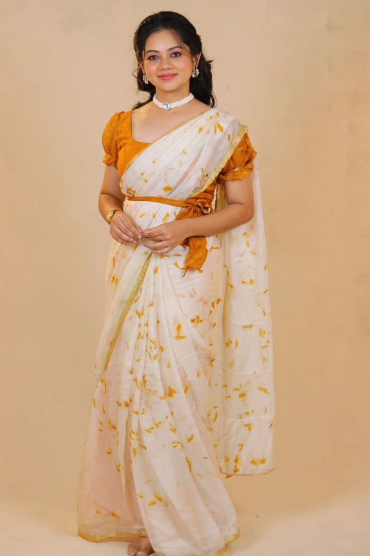Golden Dust - Ecoprinted Kota Silk Saree